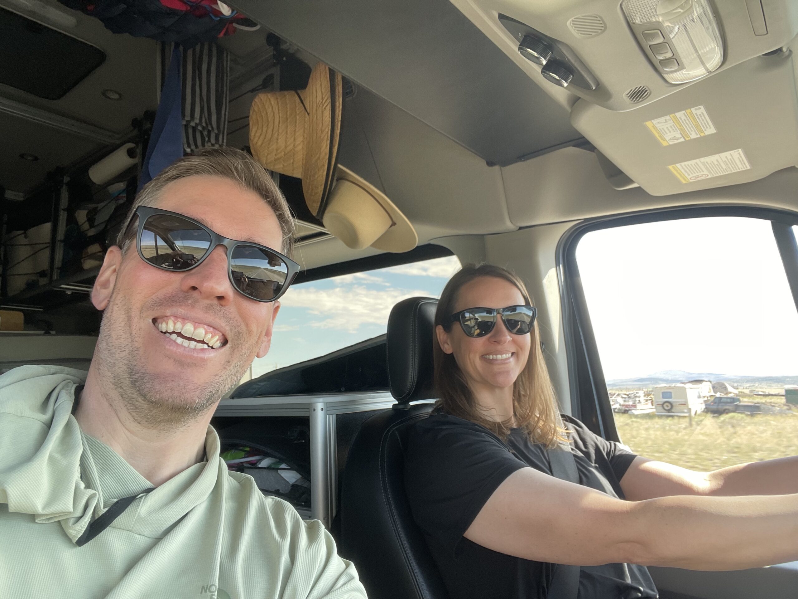 Stacy and Dan driving in their van, StanVan.